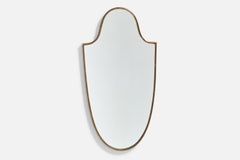Italian Designer, Wall Mirror, Brass, Mirror Glass, Italy, c. 1950s