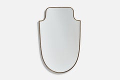 Italian Designer, Wall Mirror, Brass, Mirror Glass, Italy, c. 1950s