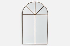 Italian Designer, Wall Mirror, Brass, Mirror Glass, Italy, c. 1950s