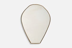 Créateur italien, miroir mural, laiton, verre miroir, Italie, vers les années 1950
