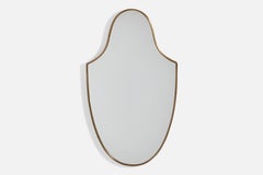 Diseñador italiano, Espejo de pared, Latón, Cristal de espejo, Italia, c. 1950