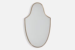 Italian Designer, Wall Mirror, Brass, Mirror Glass, Italy, c. 1950s