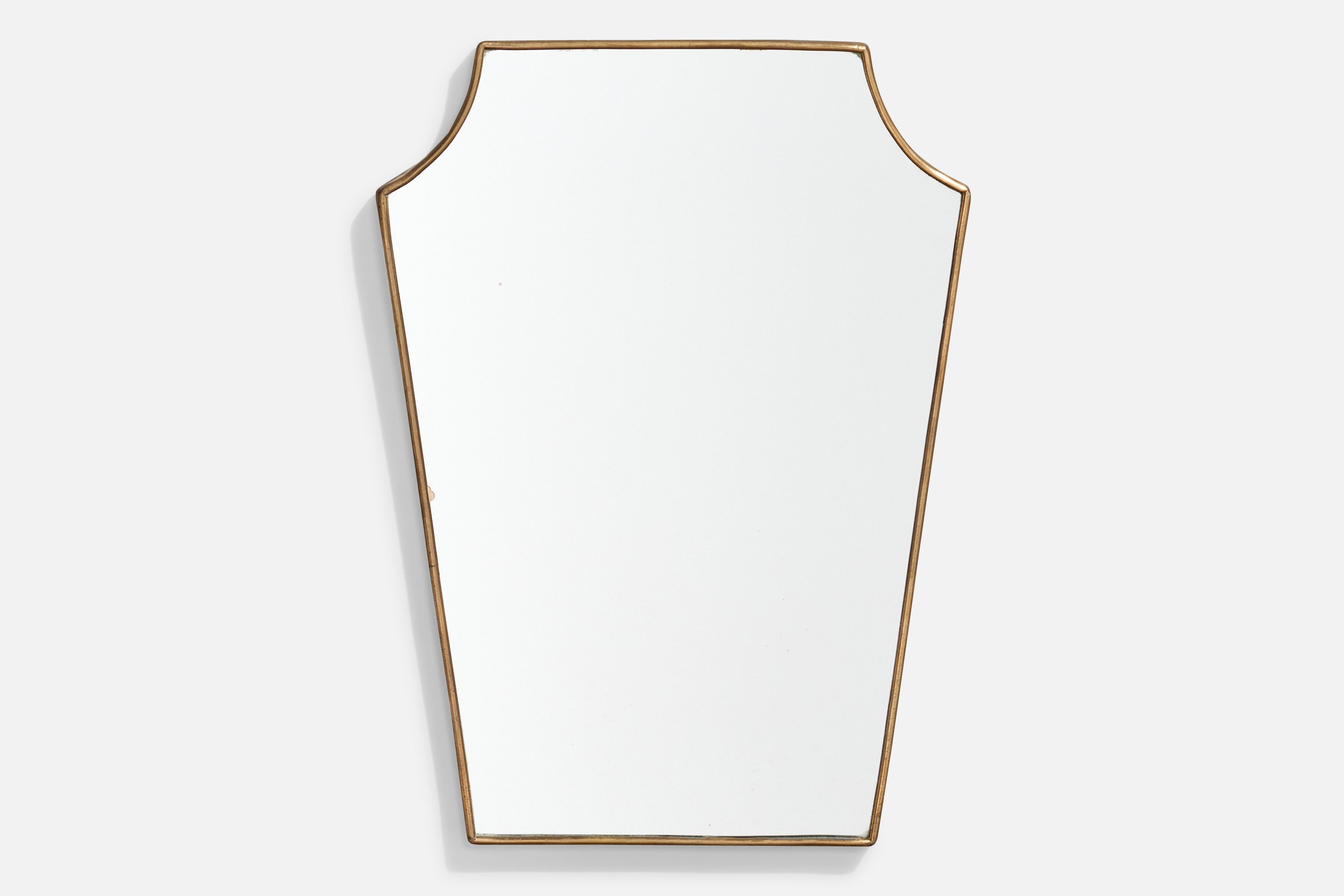 Italian Designer, Wall Mirror, Brass, Mirror Glass, Italy, c. 1950s