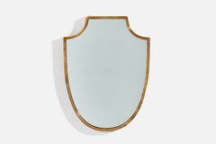 Italian Designer, Wall Mirror, Brass, Mirror Glass, Italy, c. 1950s