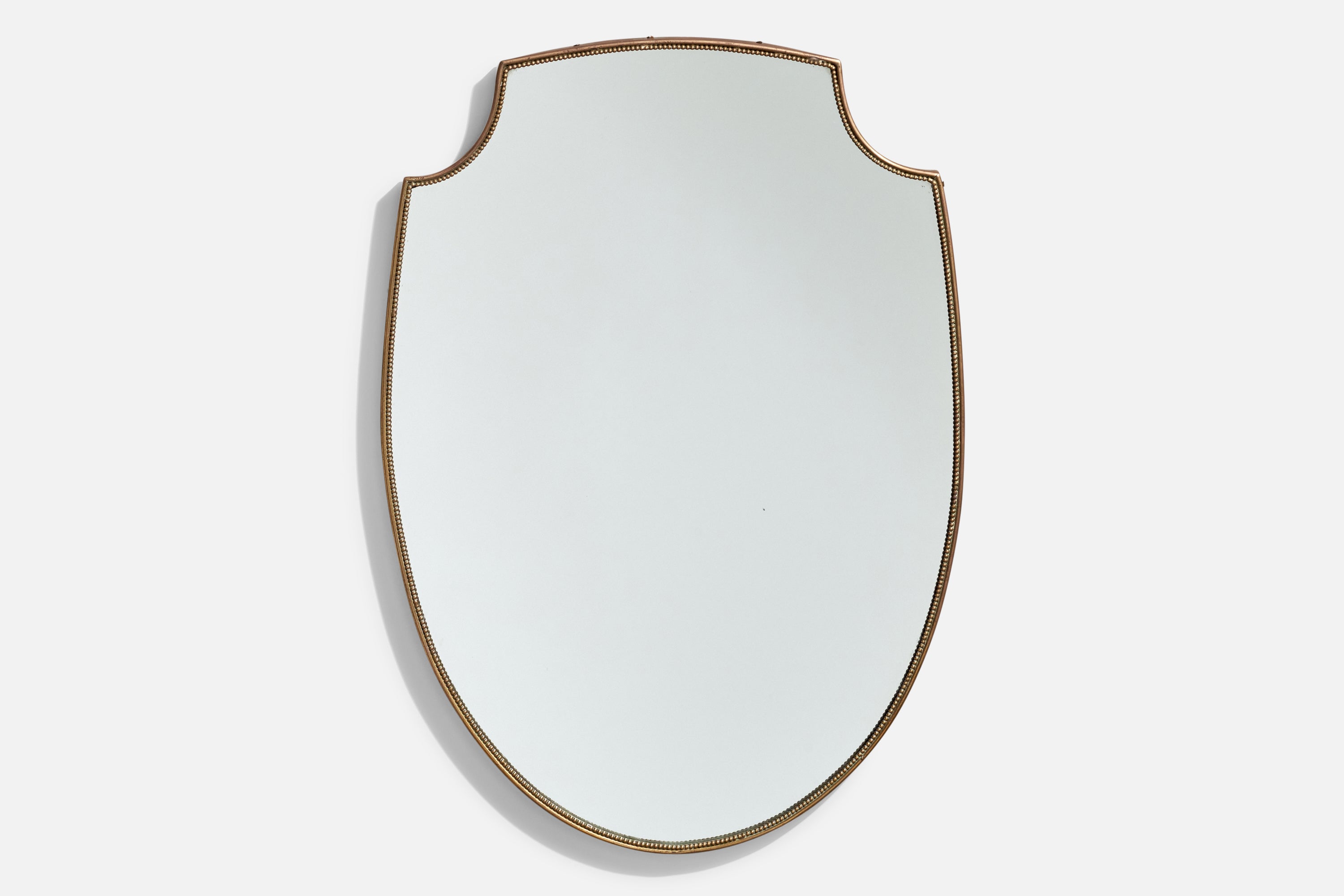 Diseñador italiano, Espejo de pared, Latón, Cristal de espejo, Italia, c. 1950 en venta