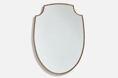 Diseñador italiano, Espejo de pared, Latón, Cristal de espejo, Italia, c. 1950