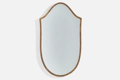 Italian Designer, Wall Mirror, Brass, Mirror Glass, Italy, C. 1950s
