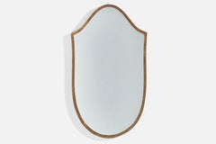 Diseñador italiano, Espejo de pared, Latón, Espejo de cristal, Italia, S. 1950