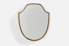 Italienischer Designer, Wandspiegel, Messing, Spiegelglas, Italien, ca. 1950er Jahre