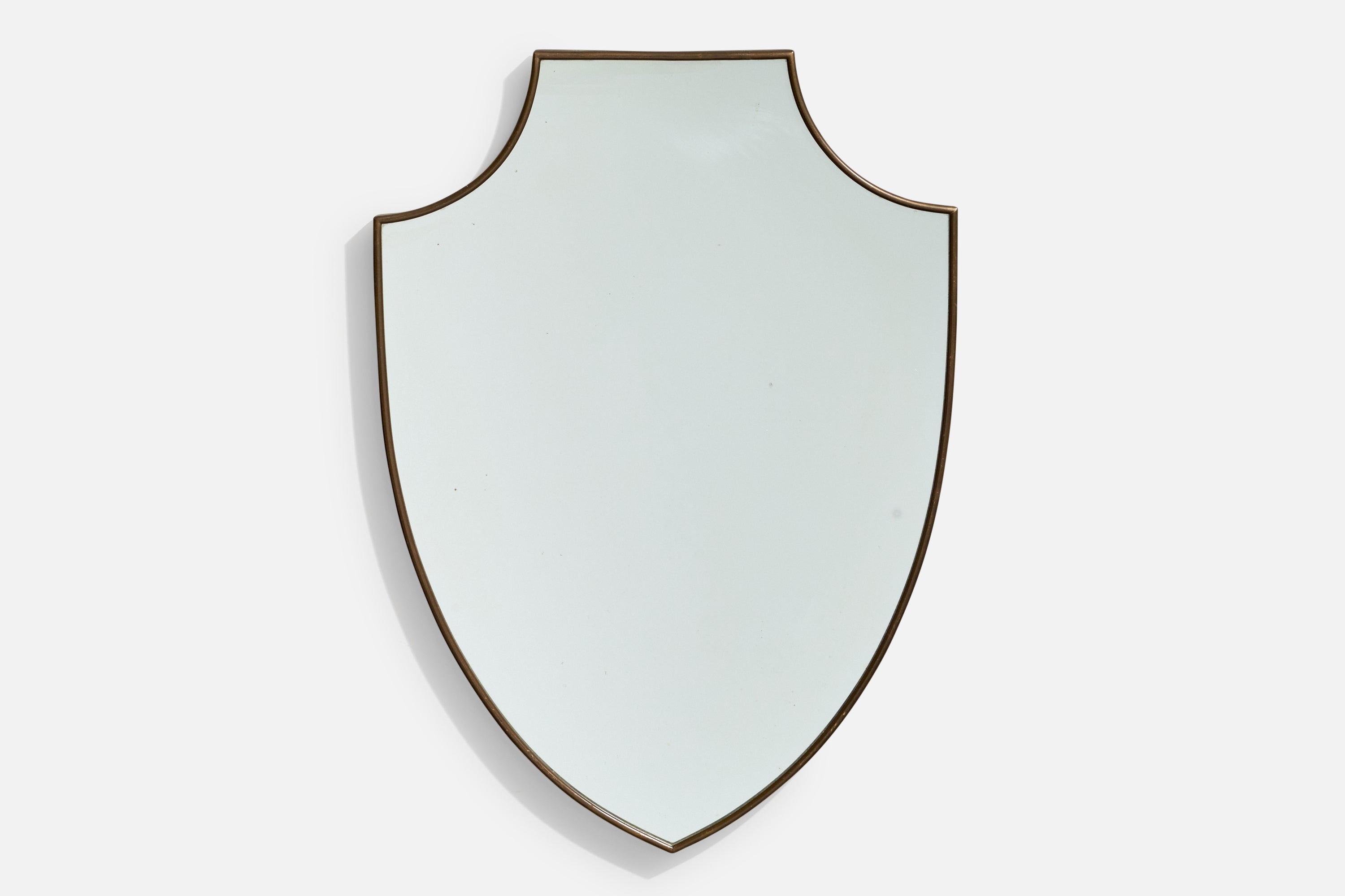Italian Designer, Wall Mirror, Brass, Mirror Glass, Italy, c. 1950s