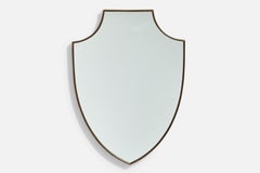 Diseñador italiano, Espejo de pared, Latón, Cristal de espejo, Italia, c. 1950