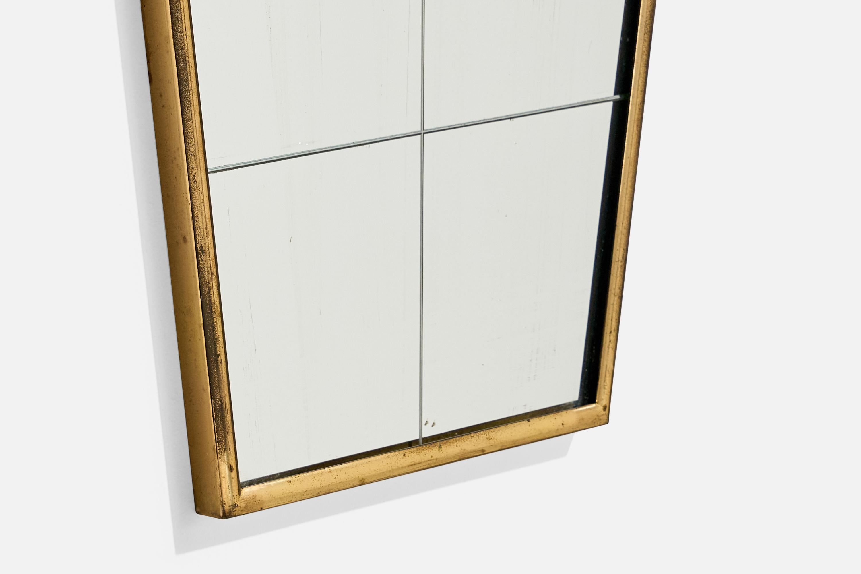 Designer italien, miroir mural, laiton, miroir, Italie, années 1940 en vente 2