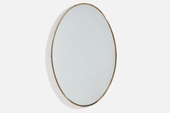 Italian Designer, Wall Mirror, Brass, Mirror, Italy, 1940s
