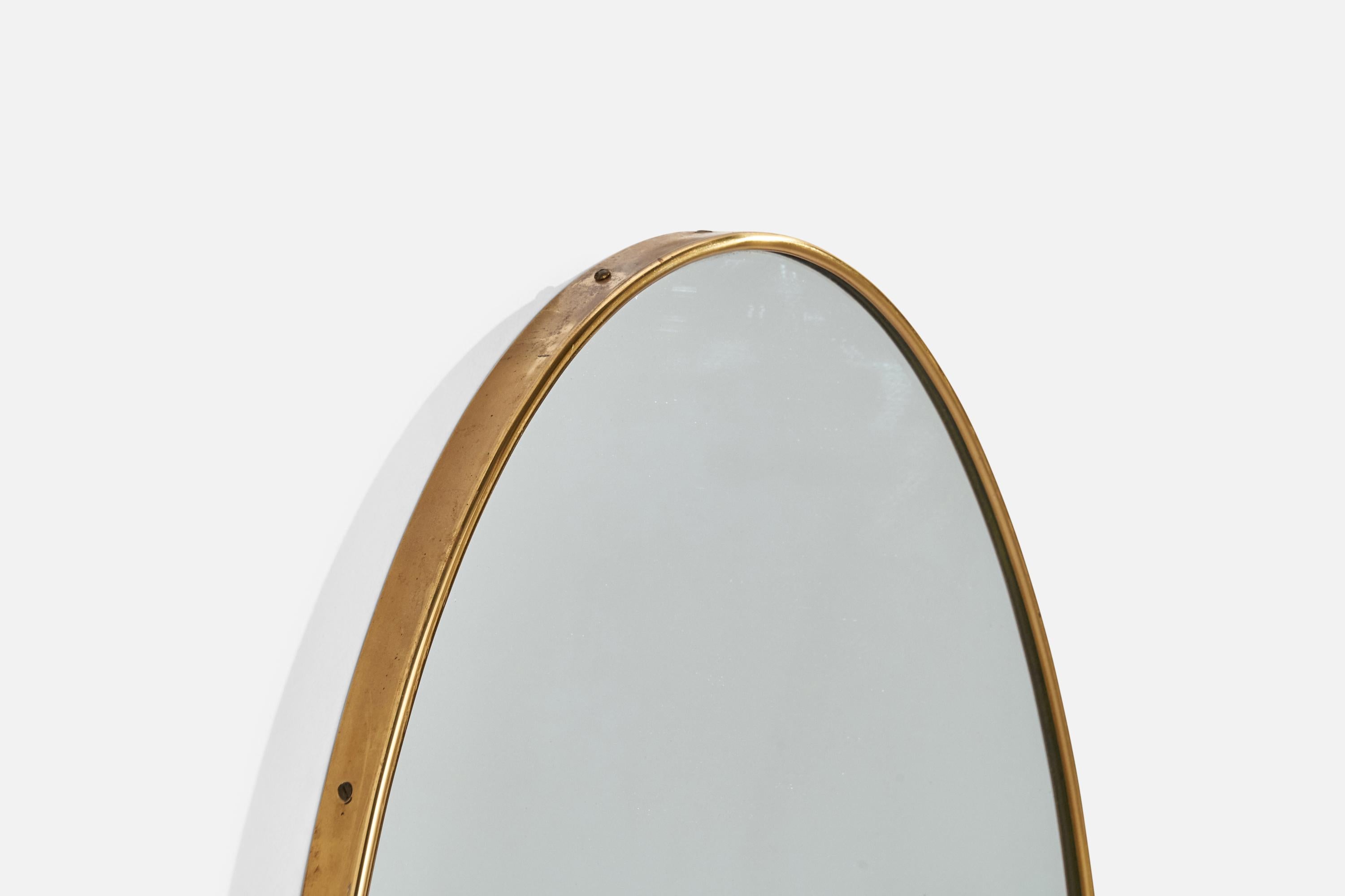 Italian Designer, Wall Mirror, Brass, Mirror, Italy, 1940s In Good Condition For Sale In High Point, NC