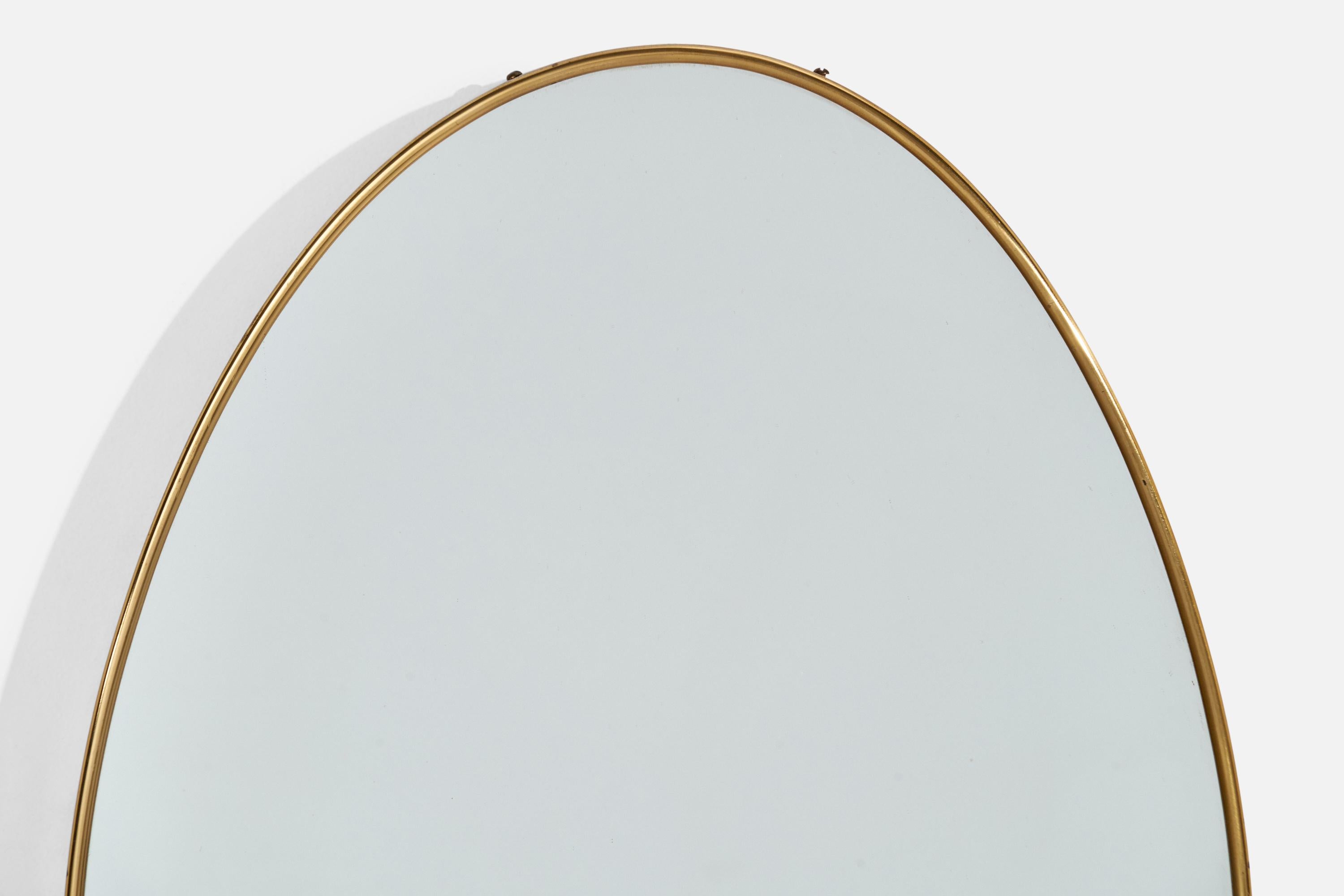 Mid-20th Century Italian Designer, Wall Mirror, Brass, Mirror, Italy, 1940s For Sale