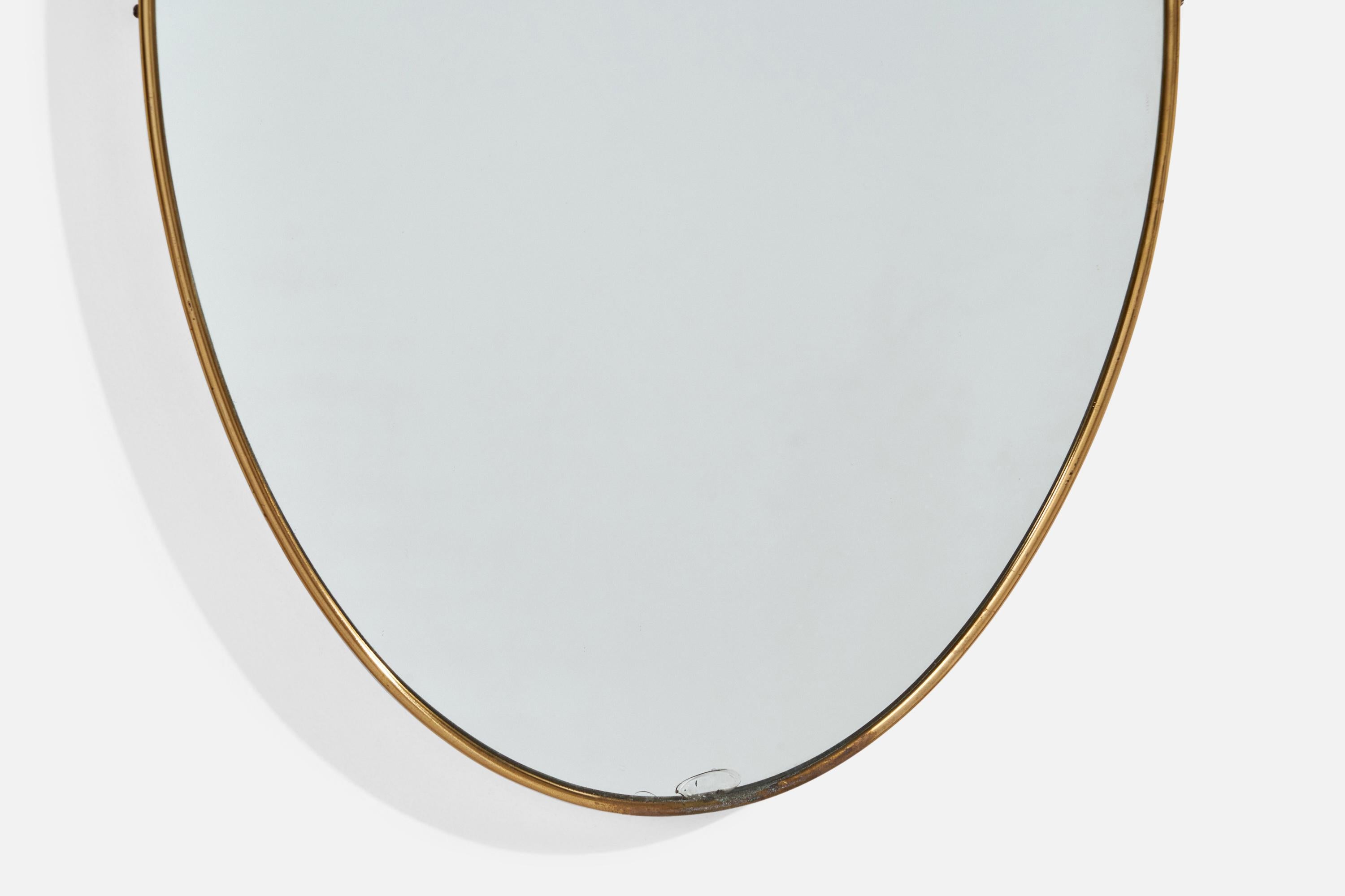 Milieu du XXe siècle Miroir mural, laiton, miroir, Italie, années 1940 en vente