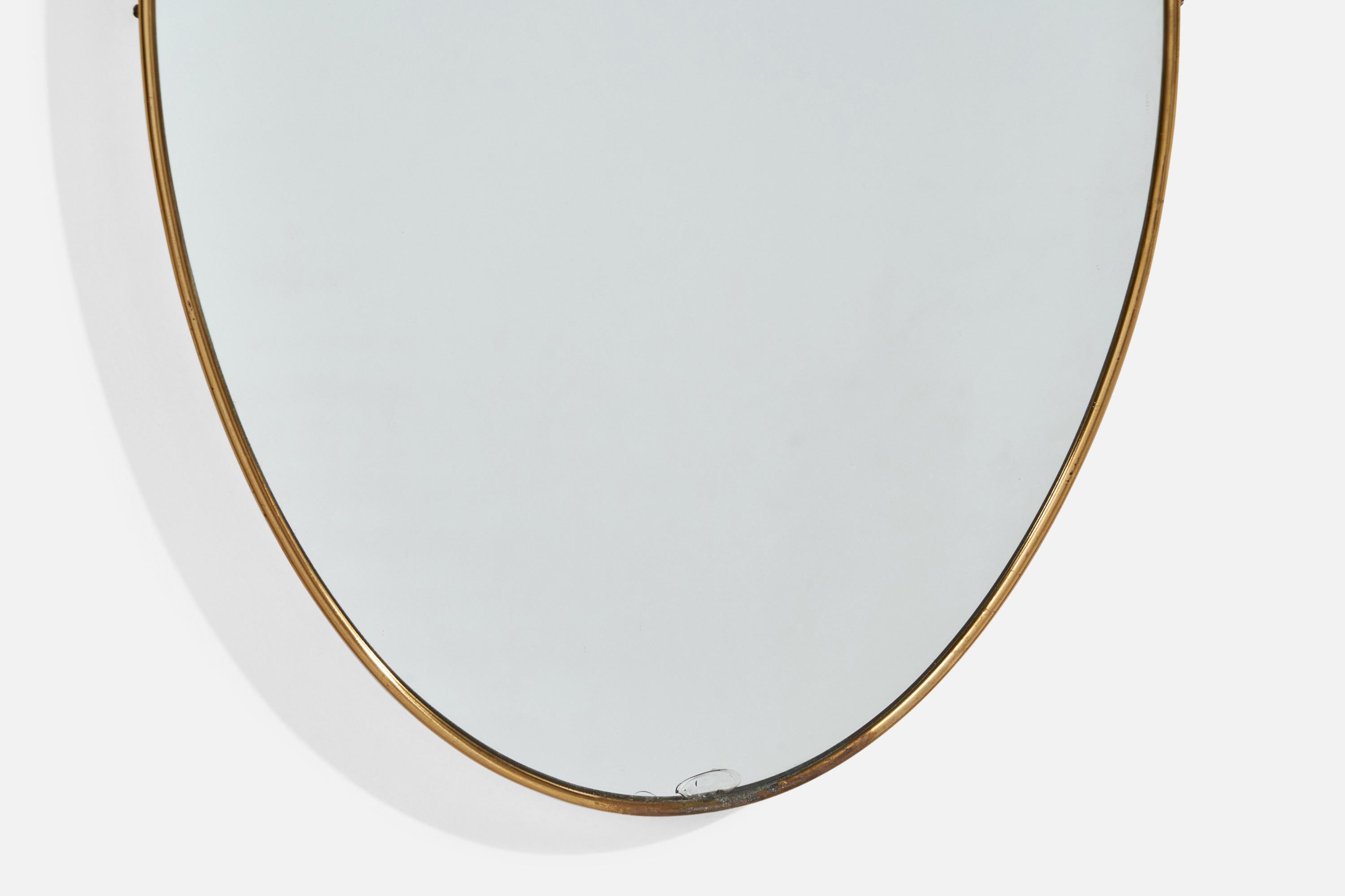 Italian Designer, Wall Mirror, Brass, Mirror, Italy, 1940s For Sale 1