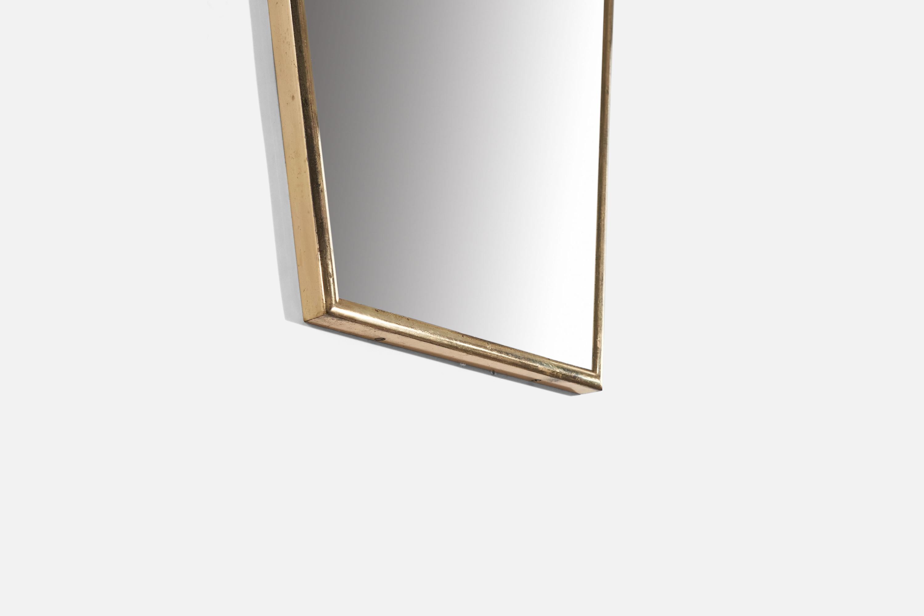 Italian Designer, Wall Mirror, Brass, Mirror, Italy, 1940s For Sale 1