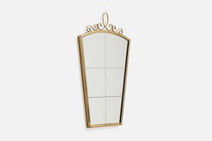 Italian Designer, Wall Mirror, Brass, Mirror, Italy, 1940s