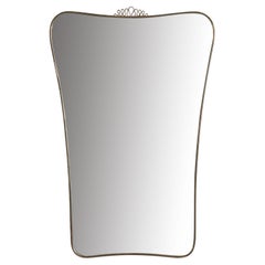 Italian Designer, Wall Mirror, Brass, Mirror, Italy, 1940s