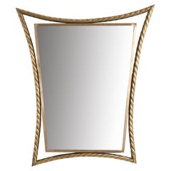 Italian Designer, Wall Mirror, Brass, Mirror, Italy, 1940s
