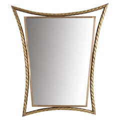 Designer italien, miroir mural, laiton, miroir, Italie, années 1940