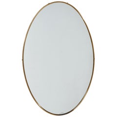 Italian Designer, Wall Mirror, Brass, Mirror, Italy, 1940s