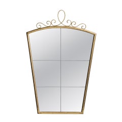 Italian Designer, Wall Mirror, Brass, Mirror, Italy, 1940s