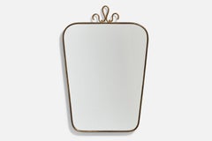 Diseñador italiano, Espejo de pared, Latón, Espejo, Italia, Década de 1940