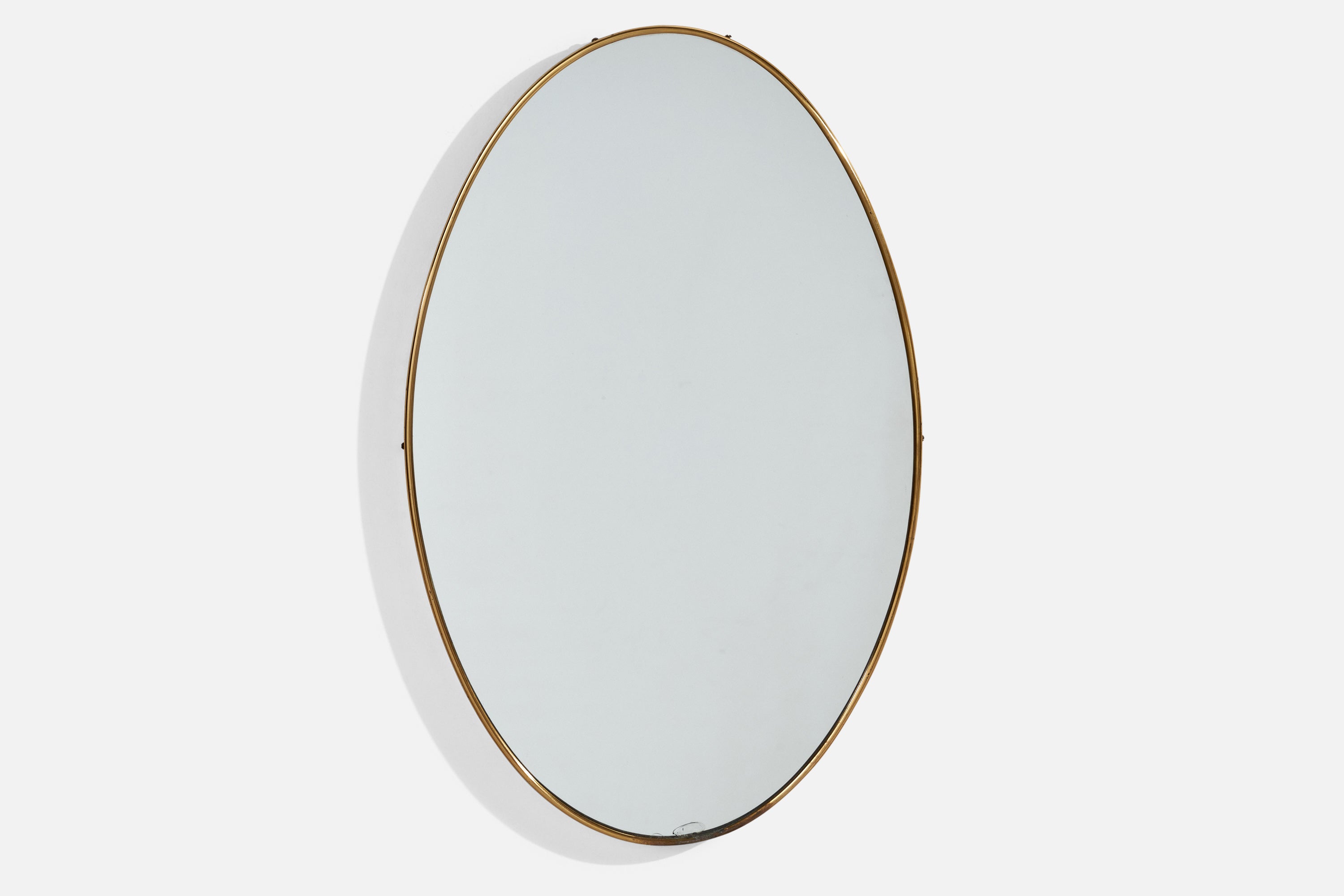 Italian Designer, Wall Mirror, Brass, Mirror, Italy, 1940s