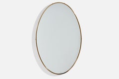 Italian Designer, Wall Mirror, Brass, Mirror, Italy, 1940s