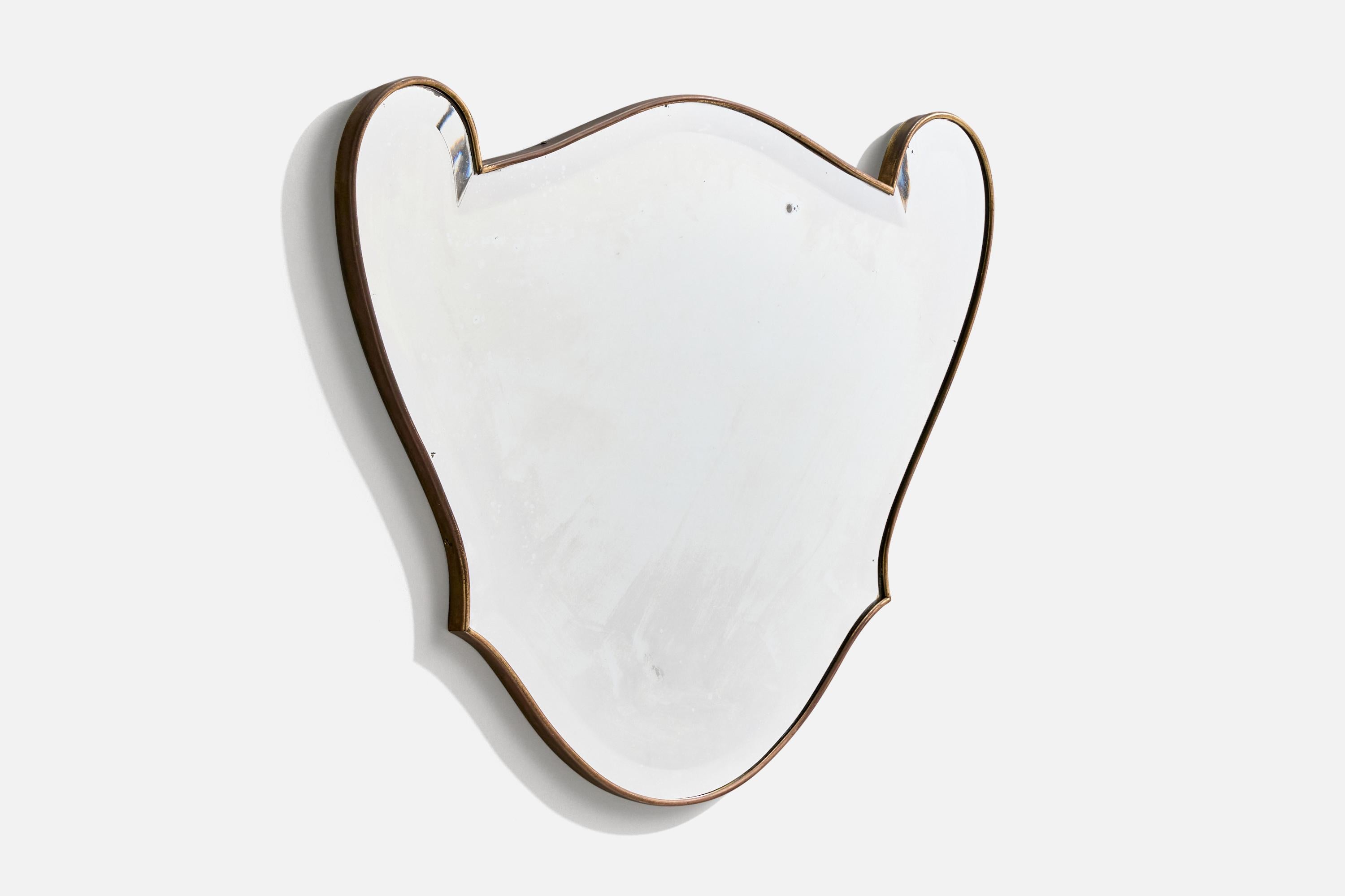 Mid-Century Modern Designer italien, miroir mural, laiton, miroir, Italie, vers 1940 en vente