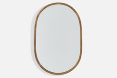 Italian Designer, Wall Mirror, Brass, Mirror, Italy, c. 1940s