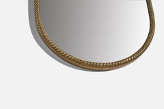 Designer italien, miroir mural, laiton, miroir, Italie, vers 1940