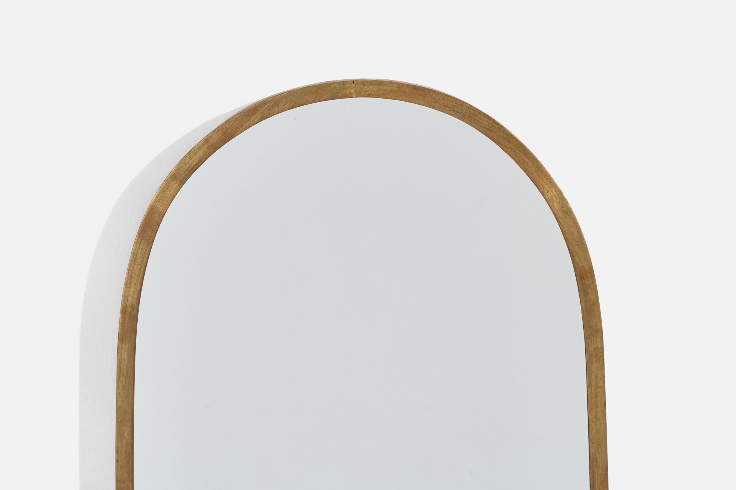 Diseñador Italiano, Espejo de Pared, Latón, Espejo, Italia, c. 1940s mediados del siglo XX en venta