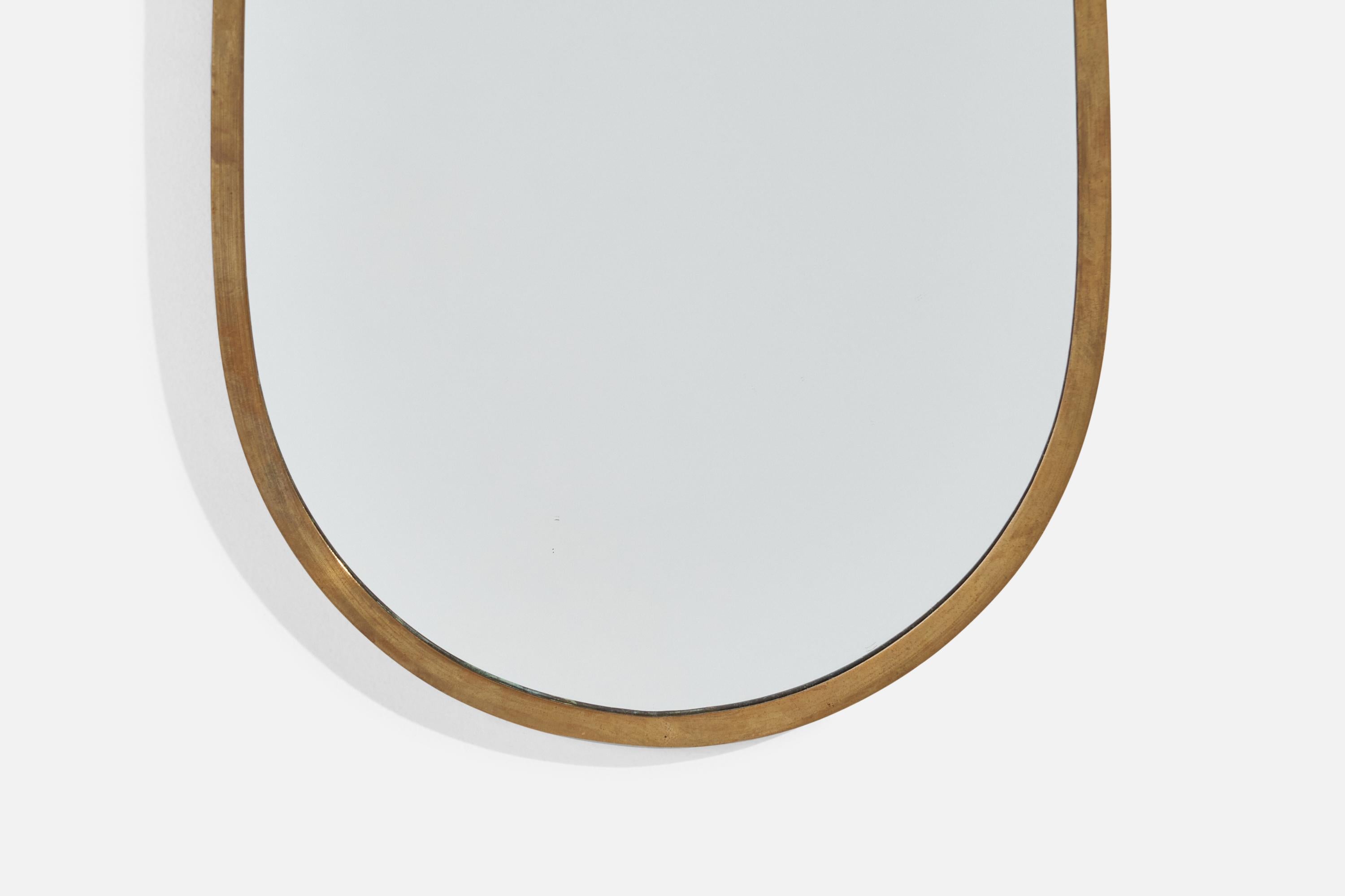 Diseñador Italiano, Espejo de Pared, Latón, Espejo, Italia, c. 1940s en venta 1