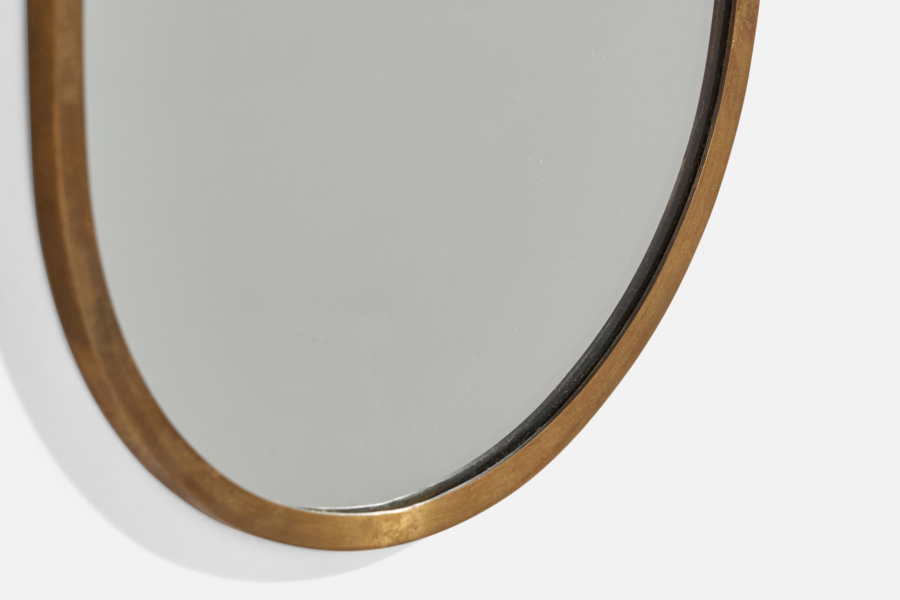 Diseñador Italiano, Espejo de Pared, Latón, Espejo, Italia, c. 1940s en venta 2