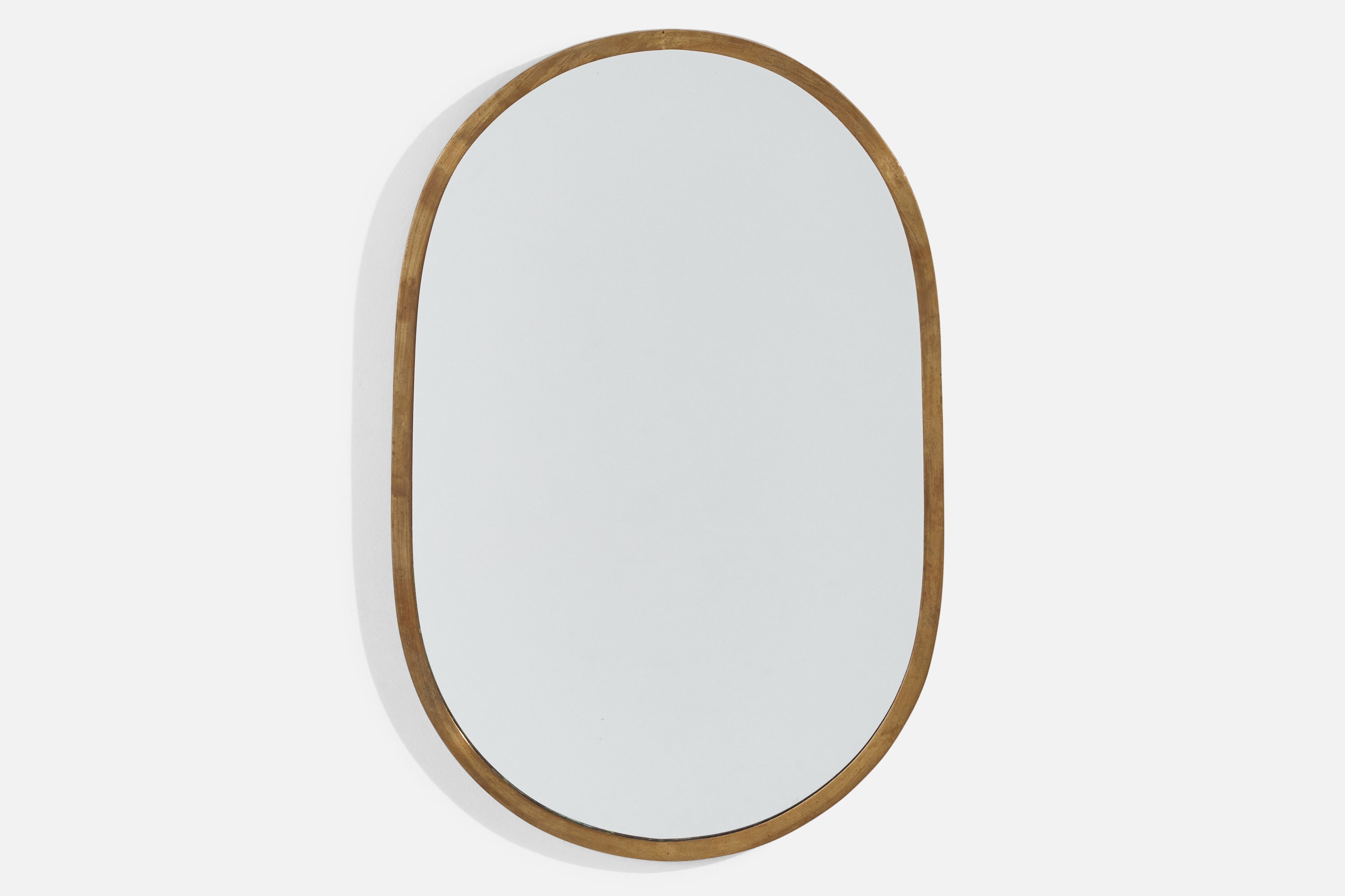 Diseñador Italiano, Espejo de Pared, Latón, Espejo, Italia, c. 1940s en venta