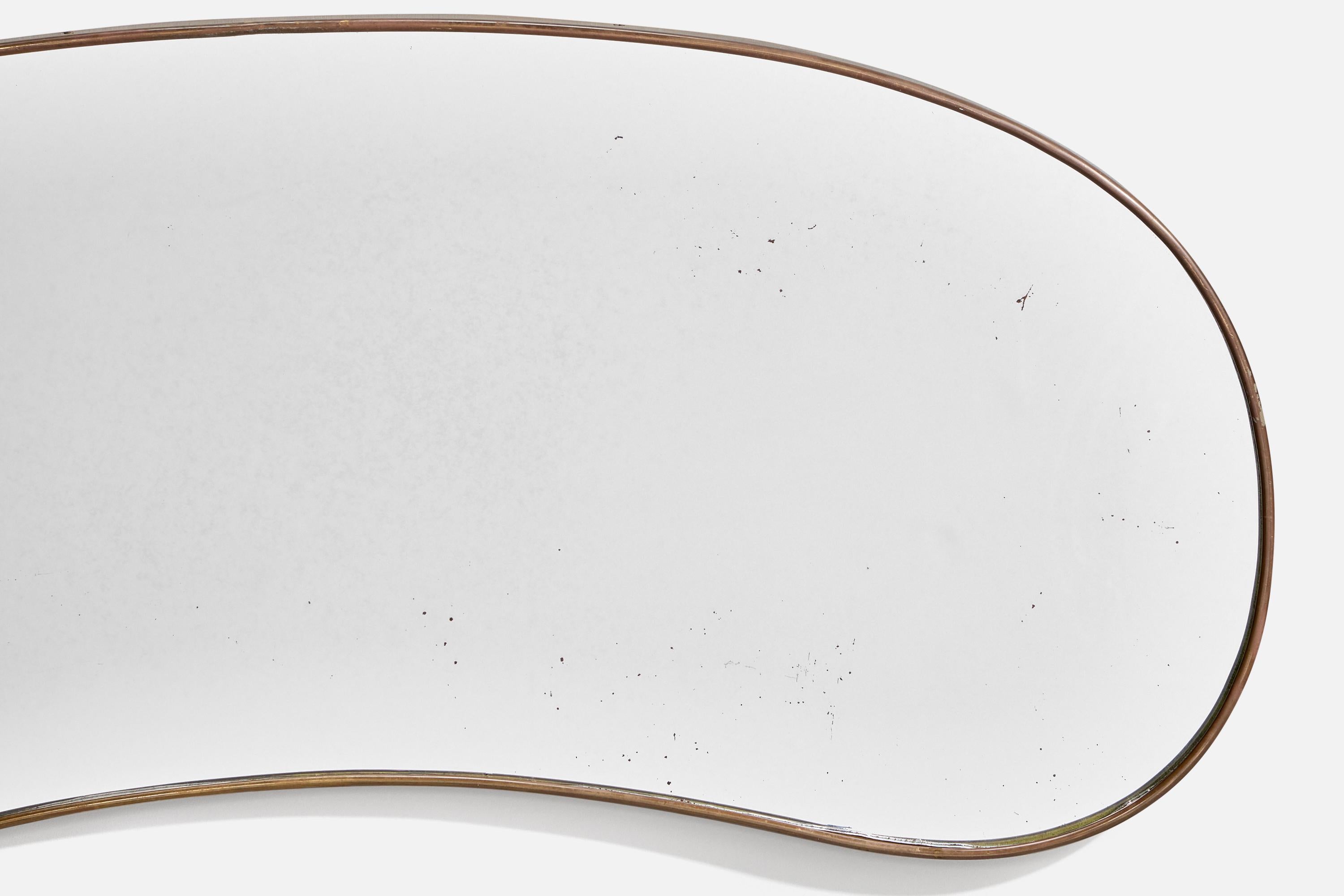 Italian Designer, Wall Mirror, Brass, Mirror, Italy, c. 1950s In Good Condition For Sale In High Point, NC