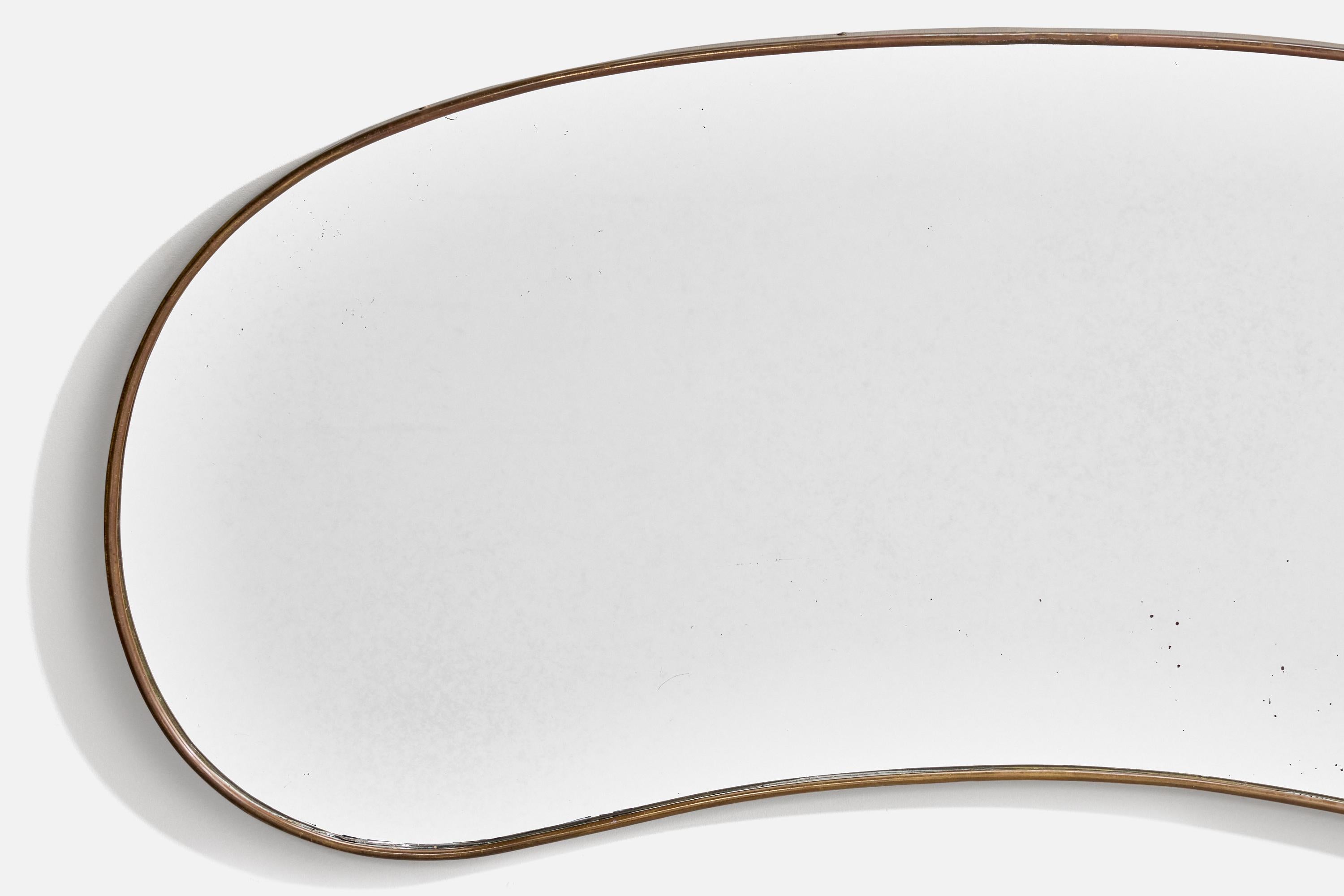 Mid-20th Century Italian Designer, Wall Mirror, Brass, Mirror, Italy, c. 1950s For Sale