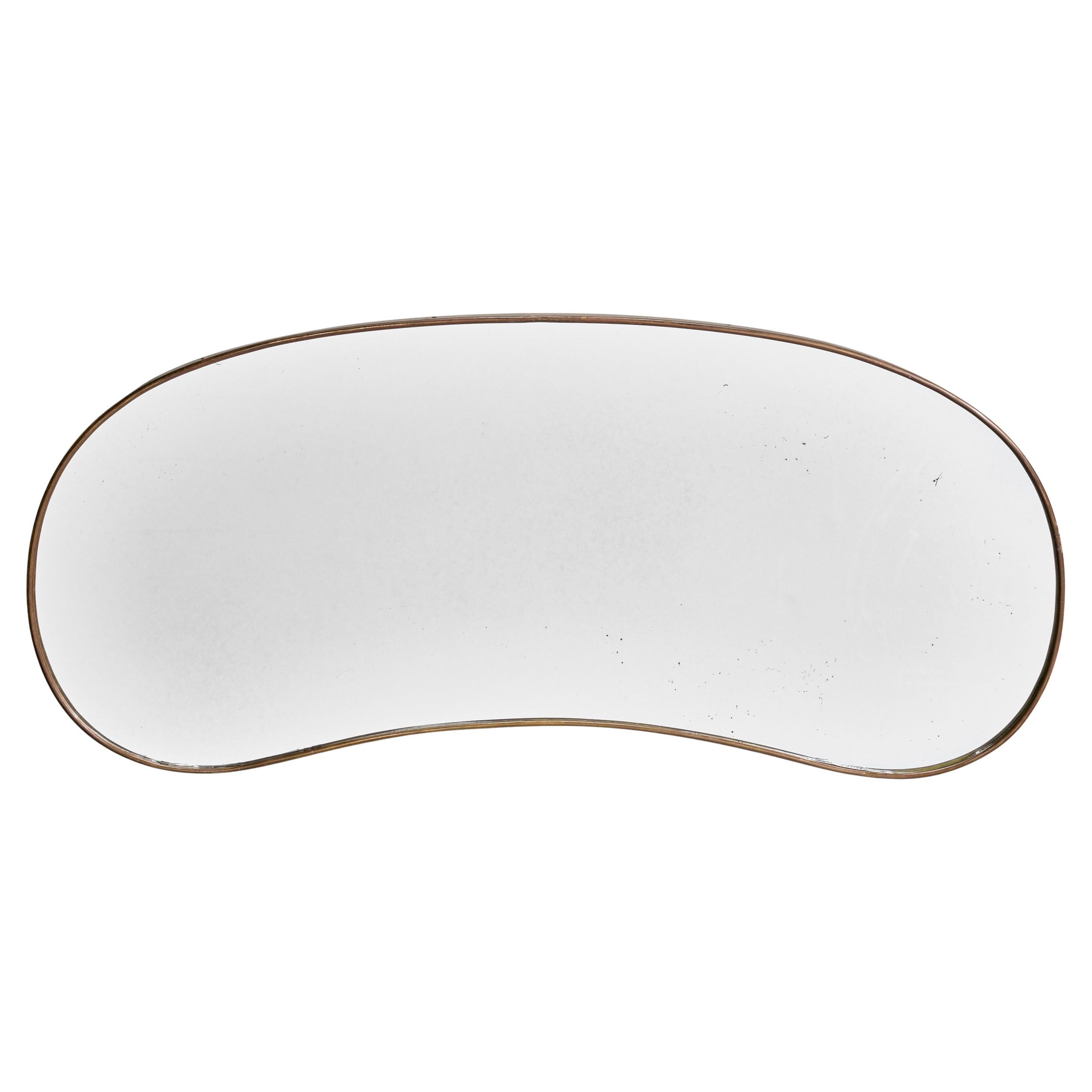 Italian Designer, Wall Mirror, Brass, Mirror, Italy, c. 1950s
