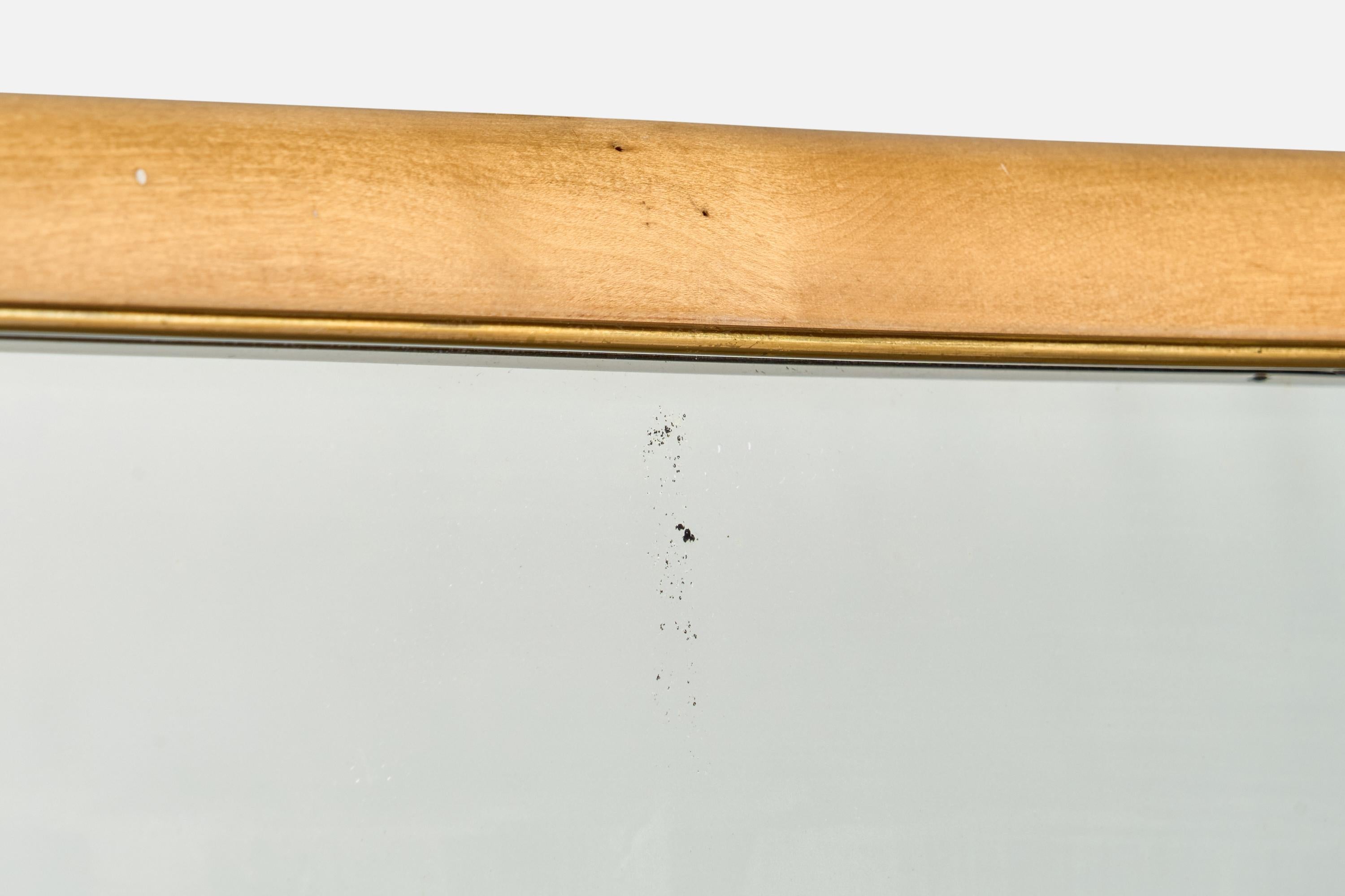 Italian Designer, Wall Mirror, Brass, Wood, Italy, 1950s For Sale 2