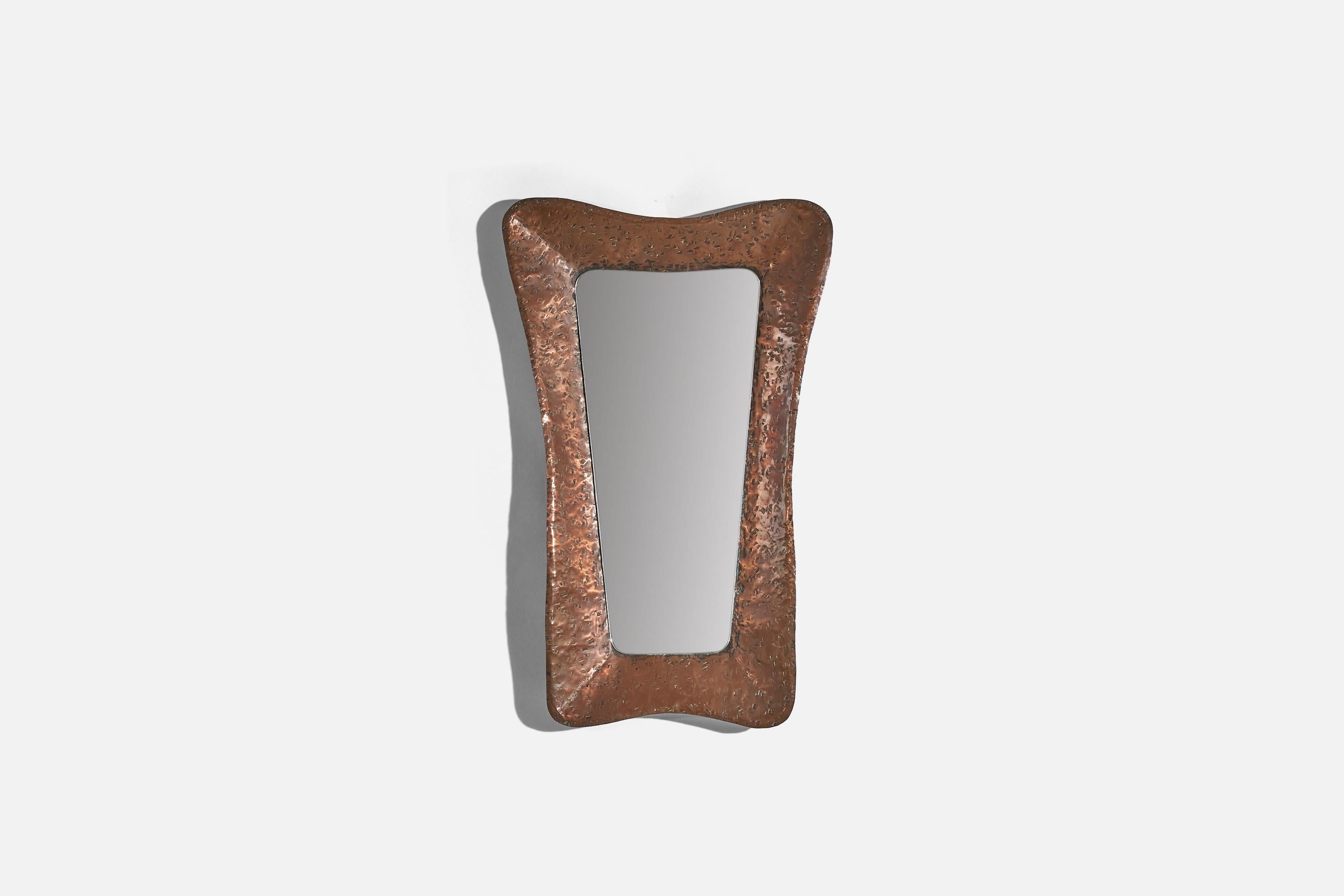 A bronze wall mirror designed and produced in Italy, c. 1950s.
 