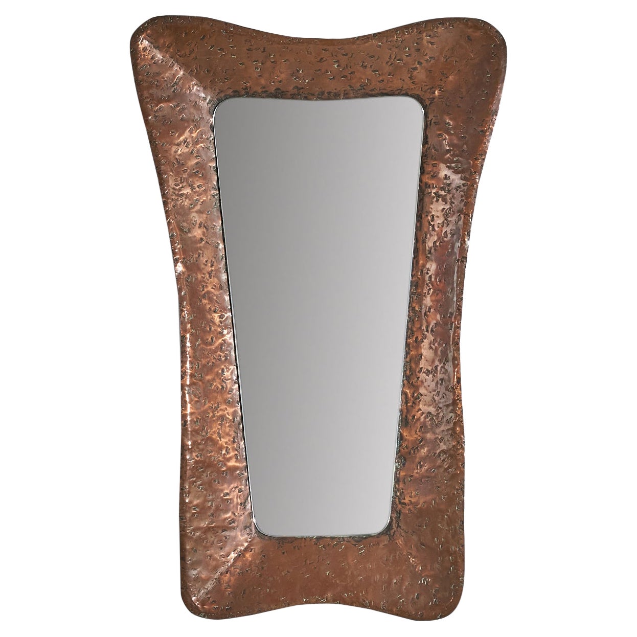 Miroir mural de designer italien, bronze, verre miroir, Italie, c.1950s