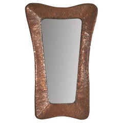 Miroir mural de designer italien, bronze, verre miroir, Italie, c.1950s