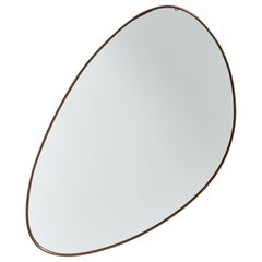 Specchio da parete di design italiano, rame, vetro a specchio, Italia, anni '50