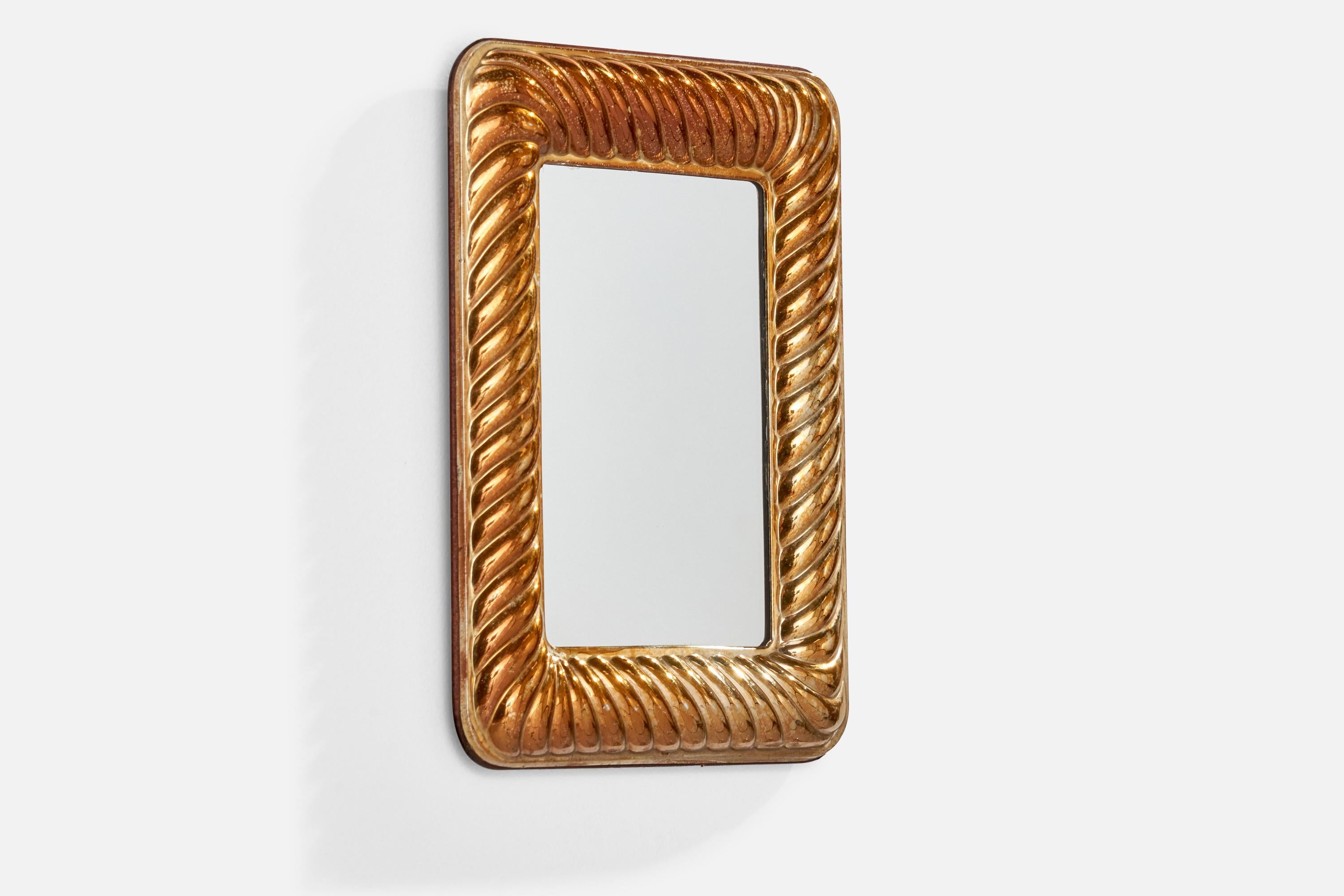 Mid-Century Modern Designer italien, miroir mural, cuivre, verre de miroir, Italie, années 1950 en vente
