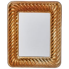 Italian Designer, Wall Mirror, Copper, Mirror Glass, Italy, 1950s