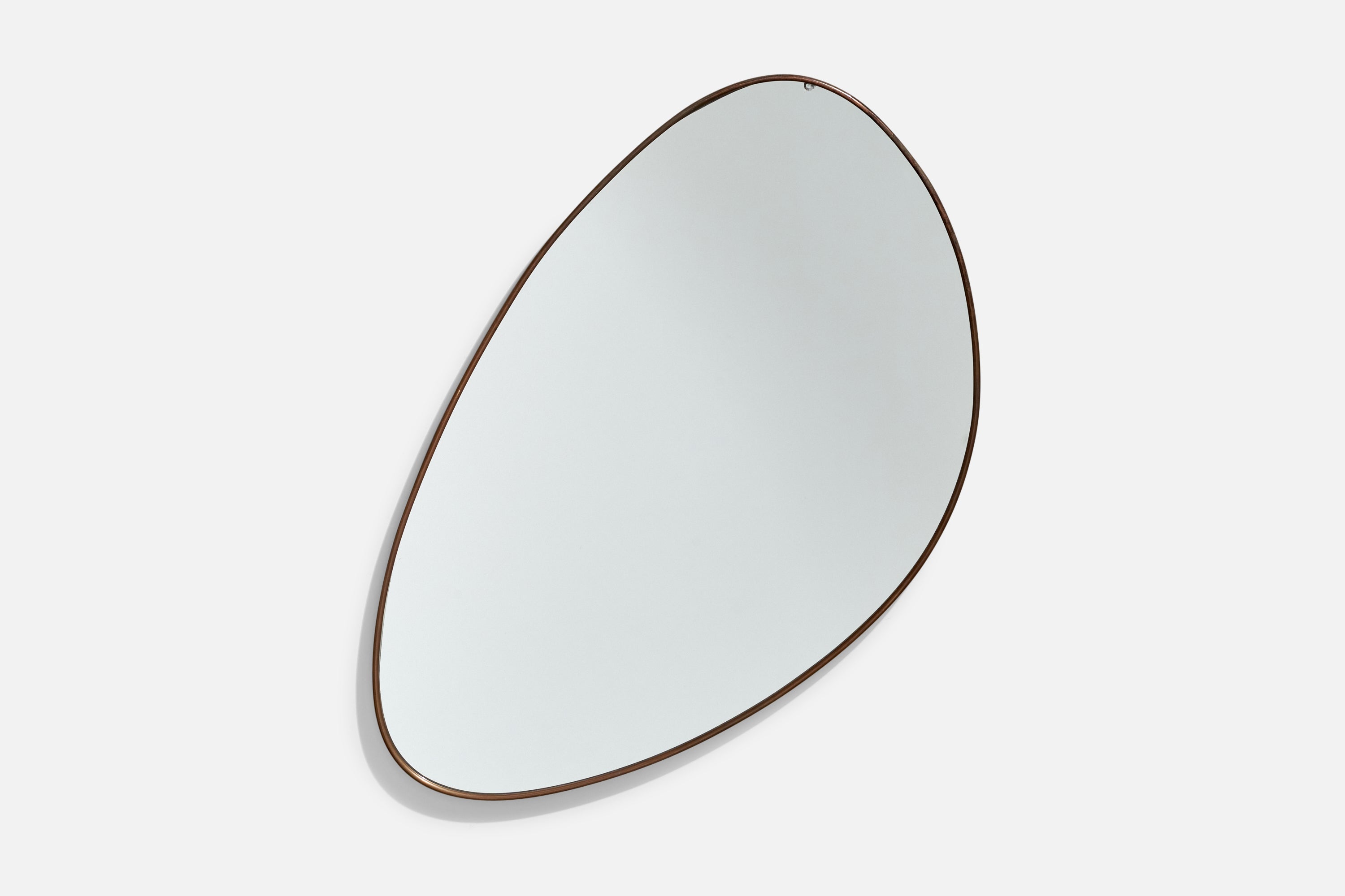 Italienischer italienischer Designer, Wandspiegel, Kupfer, Spiegelglas, Italien, 1950er Jahre