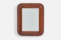 Italian Designer, Wall Mirror, Dark-Stained Wood, Italy, 1940s